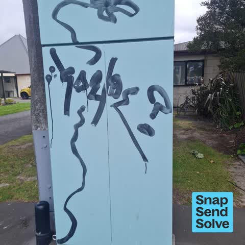 Graffiti on a cabinet, pole or railway asset — a report photo