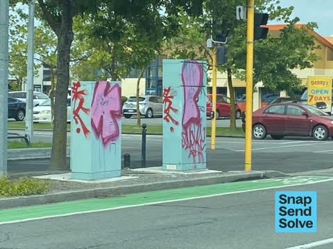 Graffiti on a cabinet, pole or railway asset — a report photo