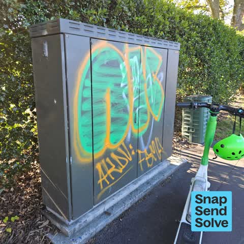 Graffiti on a cabinet, pole or railway asset — a report photo