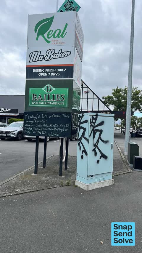 Graffiti on a cabinet, pole or railway asset — a report photo