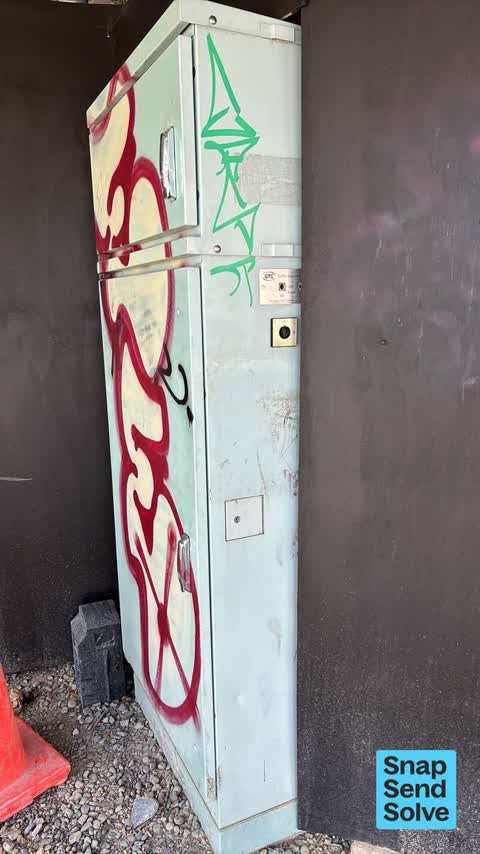 Graffiti on a cabinet, pole or railway asset, a report photo