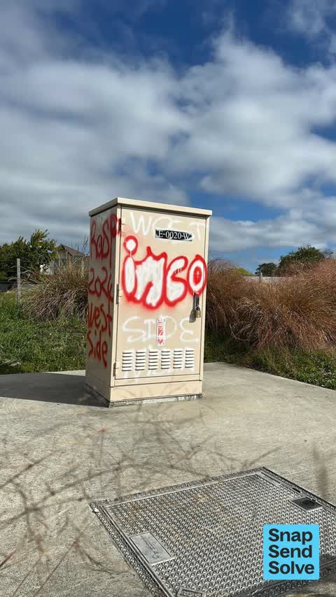 Graffiti on a cabinet, pole or railway asset — a report photo