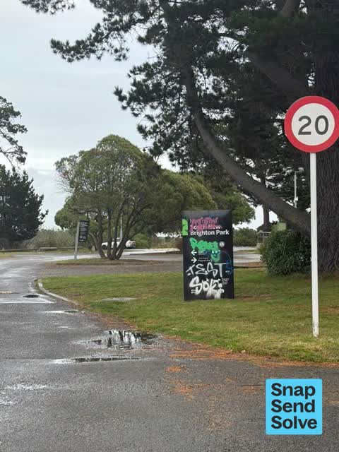 Graffiti on a sign, mural or public art, a report photo