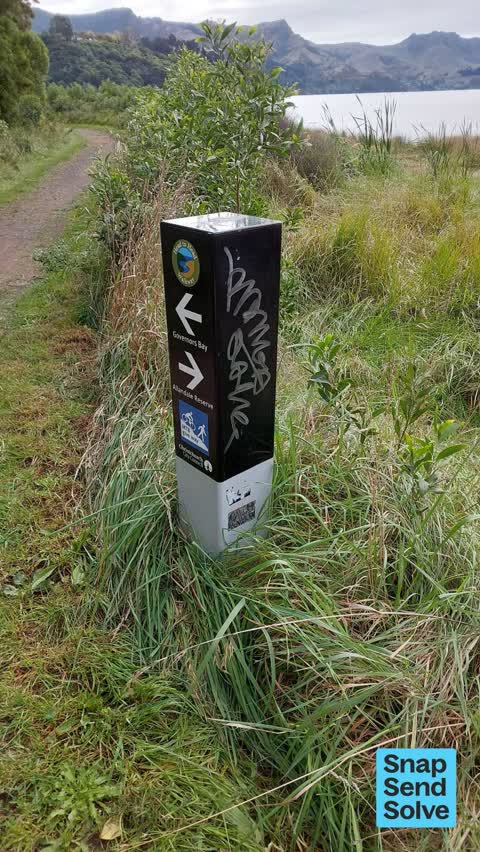 Graffiti on a sign, mural or public art, a report photo
