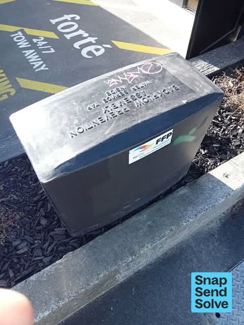 Graffiti on a traffic light pole or cabinet, or wa — a report photo