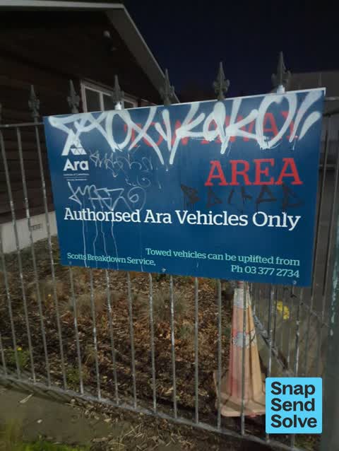 Graffiti on a sign, mural or public art, a report photo