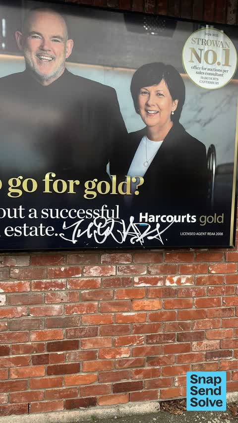Graffiti on a sign, mural or public art, a report photo