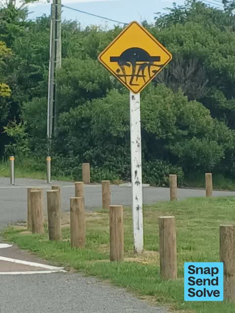 Graffiti on a sign, mural or public art, a report photo