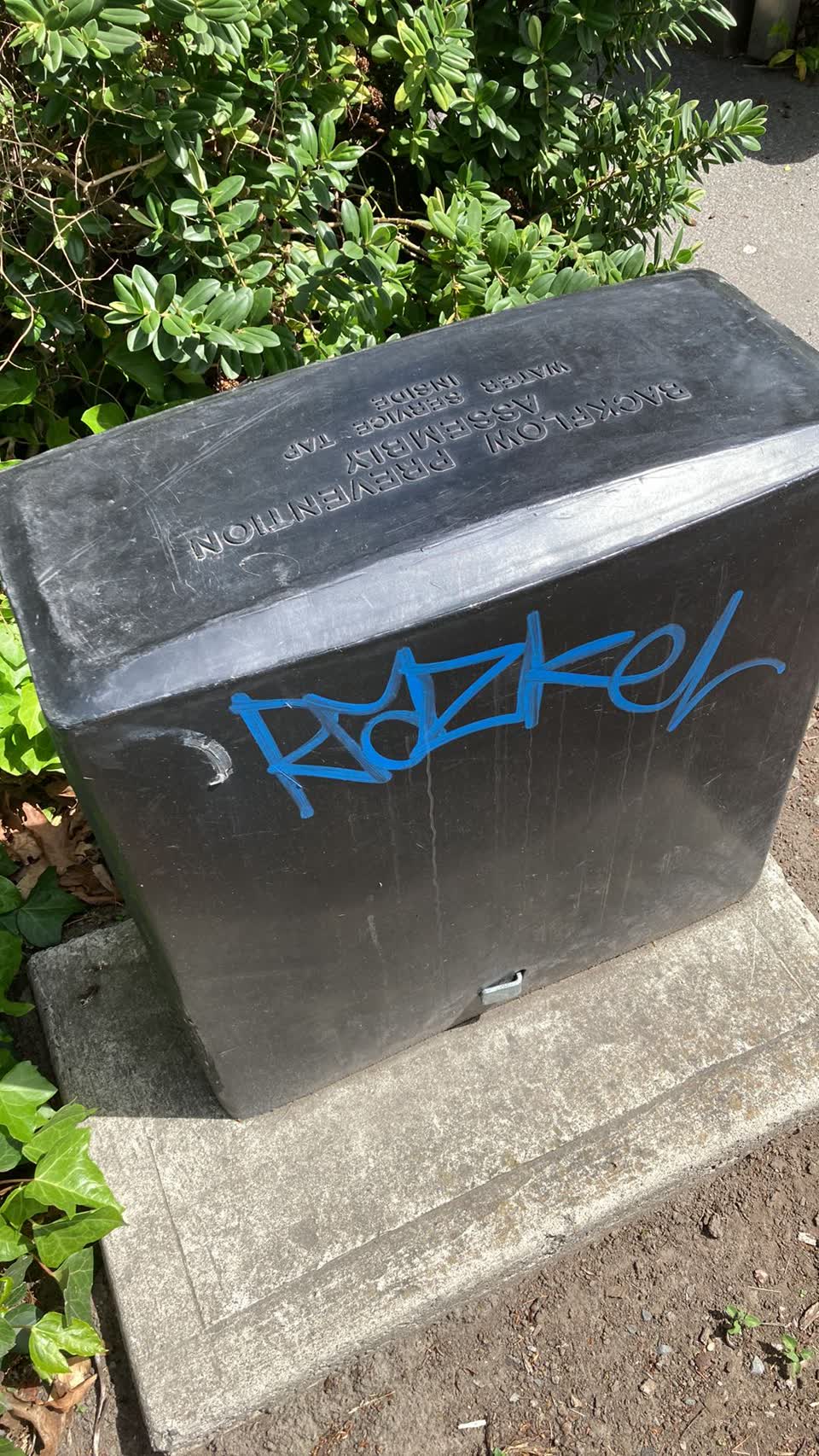 The photograph attached to this graffiti on a traffic light pole or cabinet, or wa report