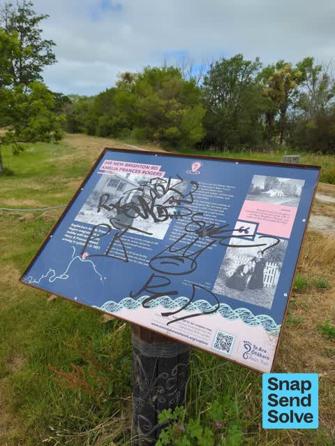 Graffiti on a sign, mural or public art, a report photo