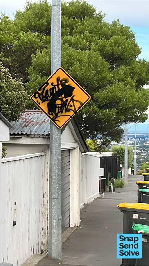 Graffiti on a sign, mural or public art, a report photo