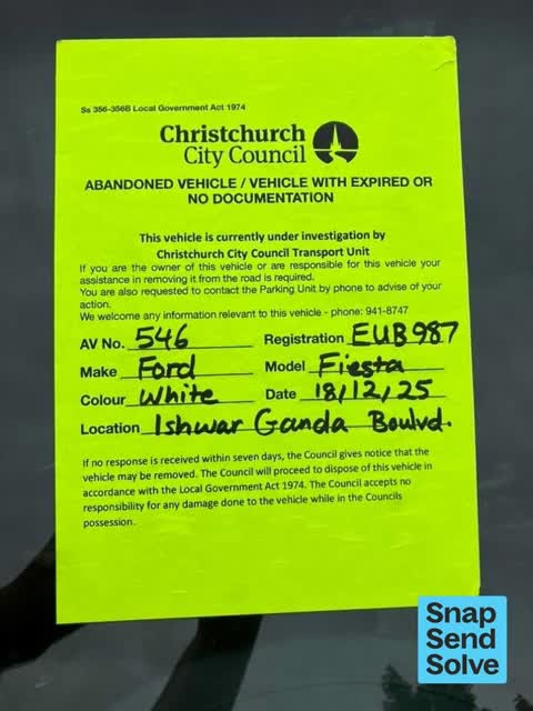 Abandoned Vehicle, a report photo