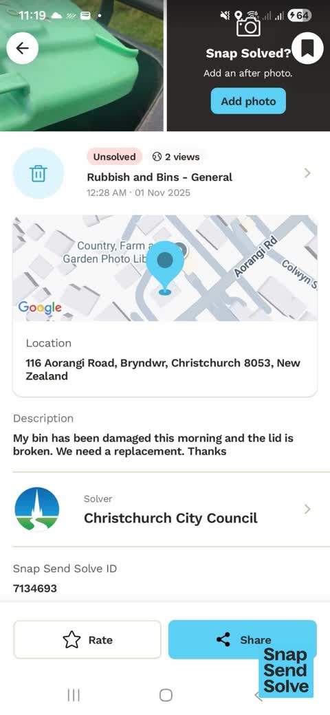 Rubbish and Bins - General, a report photo
