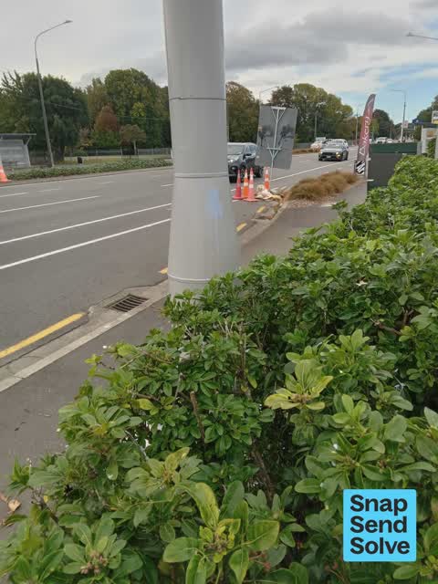Graffiti on a traffic light pole or cabinet, or wa, a report photo