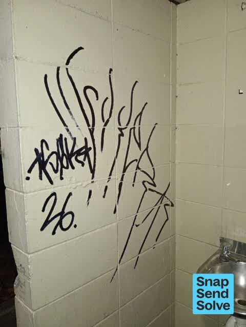 Graffiti on a bus stop or public toilet — a report photo