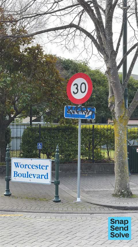 Graffiti on a sign, mural or public art, a report photo