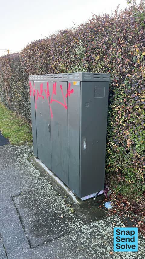Graffiti on a traffic light pole or cabinet, or wa — a report photo