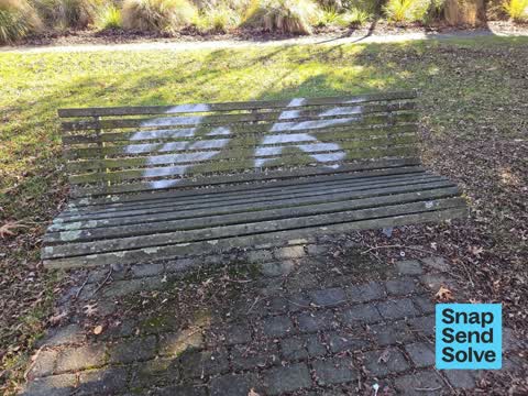 Graffiti on a playground or in a park, a report photo