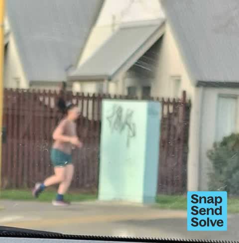 Graffiti on a traffic light pole or cabinet, or wa — a report photo