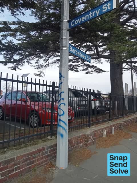 Graffiti on a fence, building or structure, a report photo