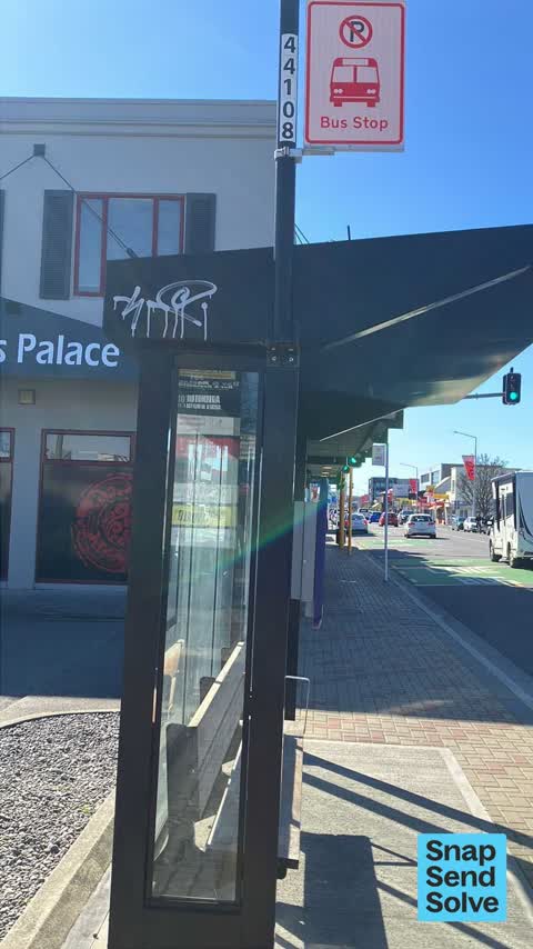 Graffiti on a bus stop or public toilet — a report photo