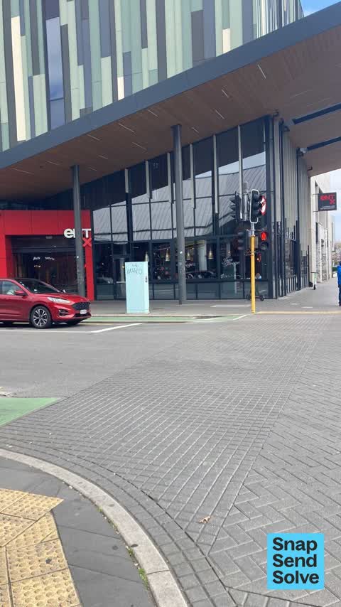 Graffiti on a traffic light pole or cabinet, or wa, a report photo