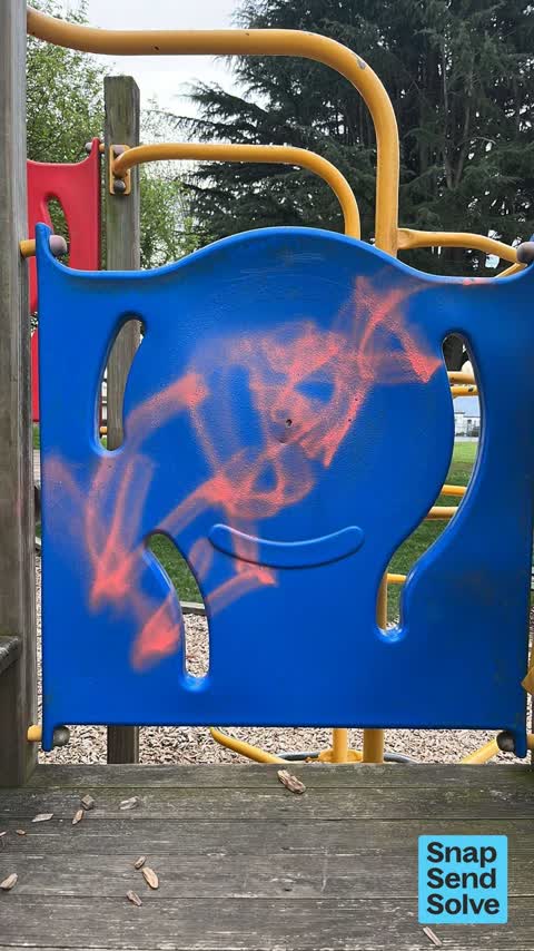 Graffiti on a playground or in a park, a report photo