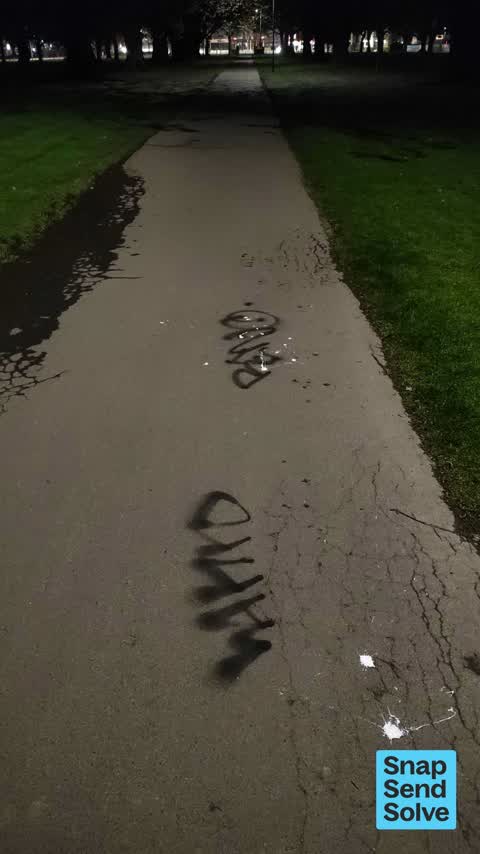 Graffiti on a road, footpath or bridge, a report photo