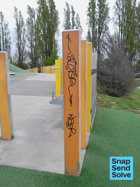 Graffiti on a playground or in a park, a report photo