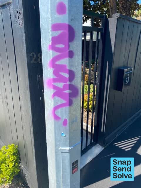Graffiti on a traffic light pole or cabinet, or wa, a report photo