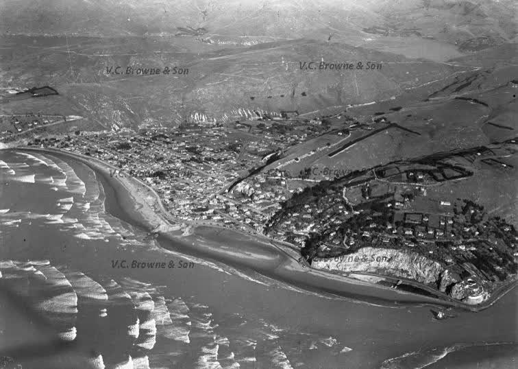 Sumner - with tramline across to Lyttelton 1940 (PB0803/5), 1940