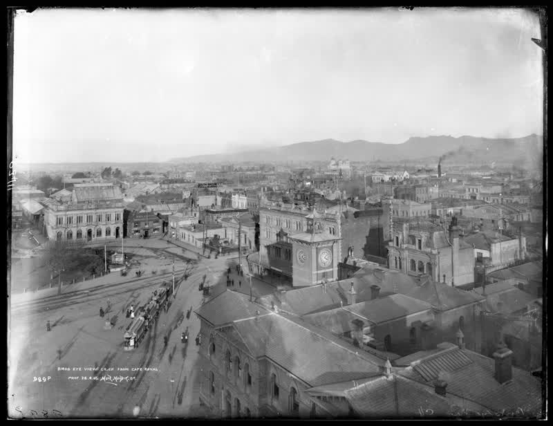 Birds eye view Christchurch, from Cafe Royal, 1905