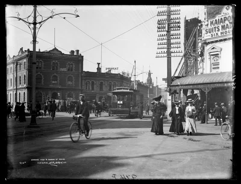 Corner High and Cashel Street, Christchurch, 1905