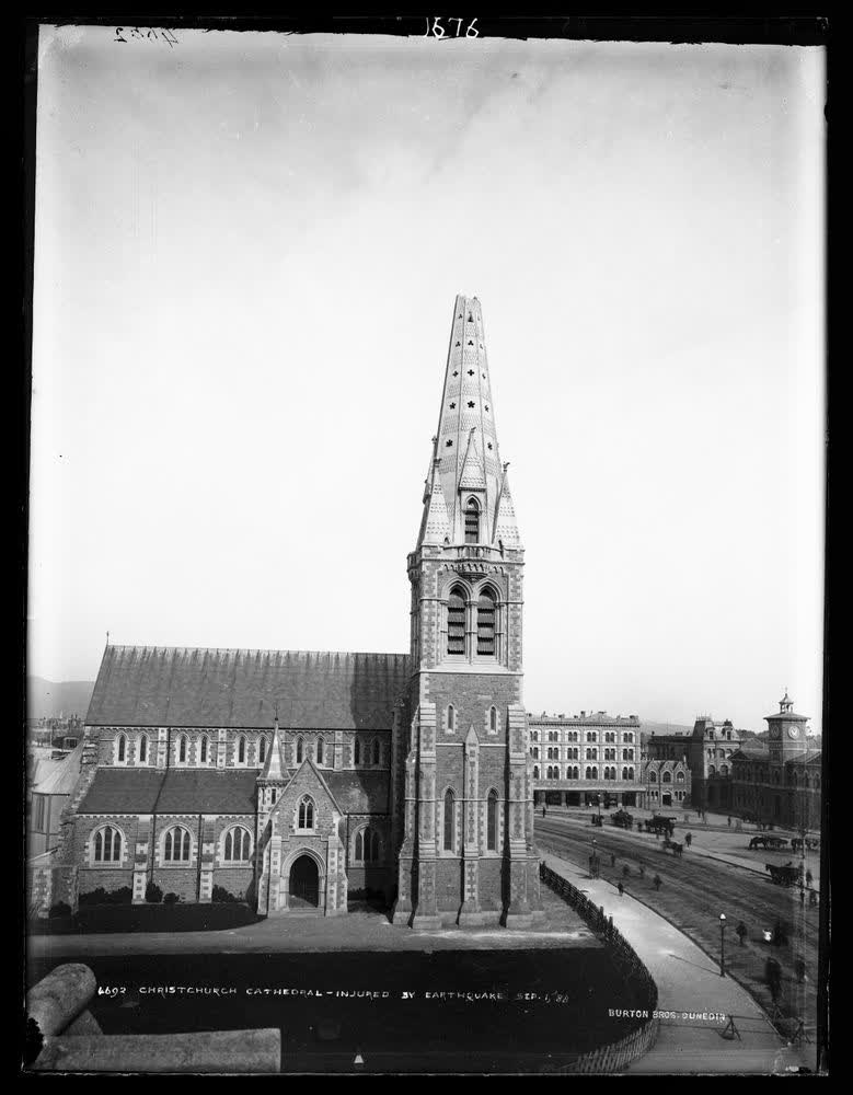 Christchurch Cathedral, injured by earthquake, September 1, 1888, 1888