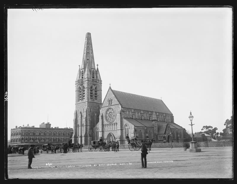 Christchurch Cathedral, injured by earthquake September 1, 1888, 1888