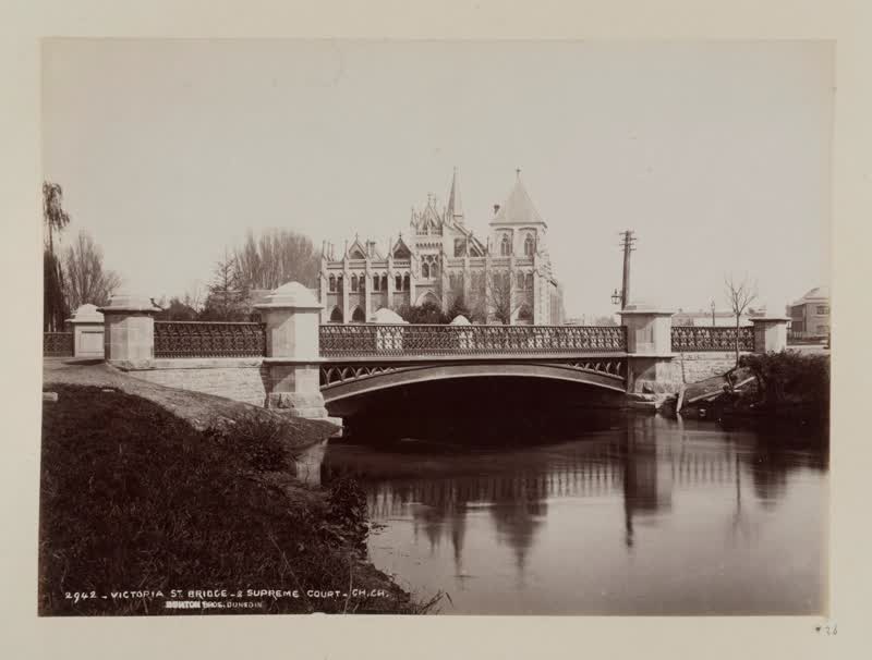 Victoria Street Bridge and Supreme Court, Christchurch, 1893