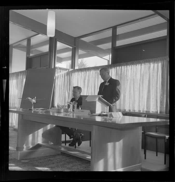 Speakers at the National Airways Corporation (NAC) Press forum, Christchurch, 1965