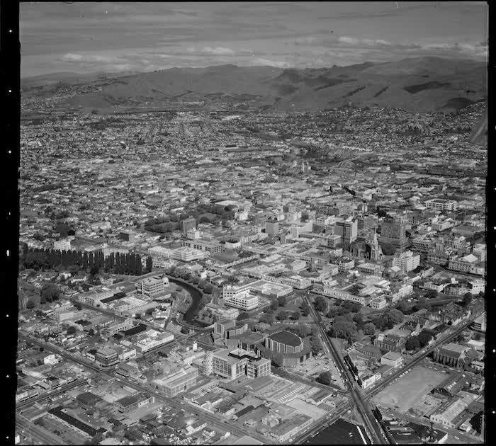 Christchurch from the air, 1972