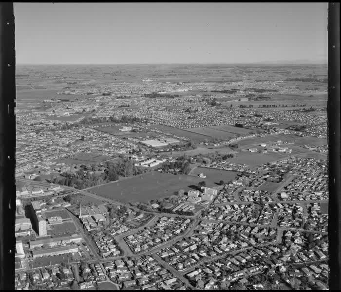 Ilam, Christchurch, showing part of the University of Canterbury campus, 1974