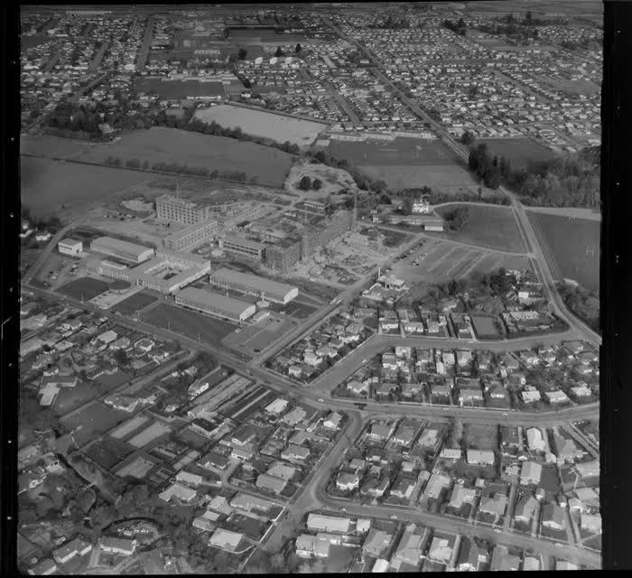 Ilam, Christchurch, showing the University of Canterbury, with the Faculty of Science buildings under construction, 1964