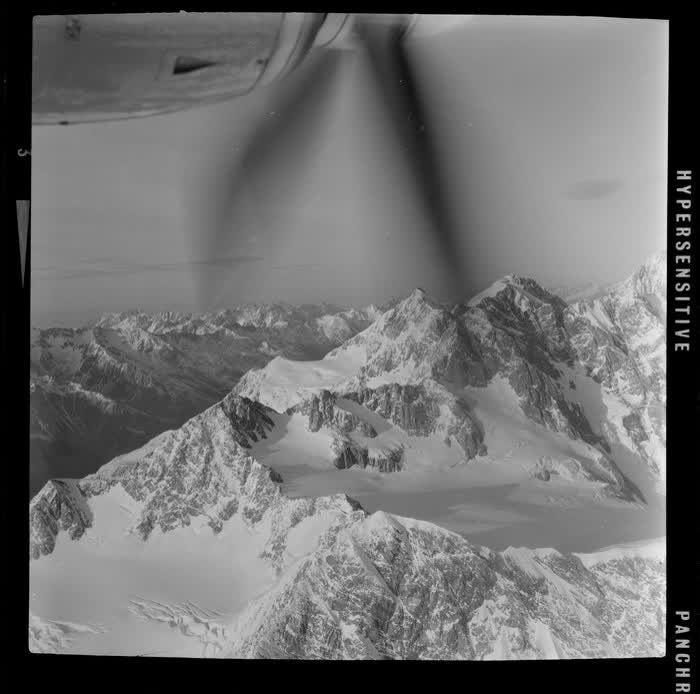 View of mountains, National Airways Corporation (NAC) Press forum, Christchurch, 1965
