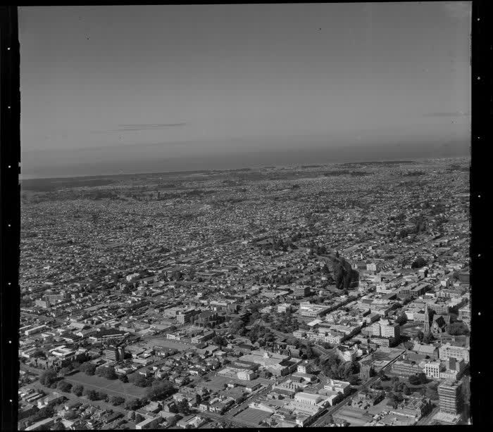 Central Christchurch, showing area northeast of the Cathedral, 1972