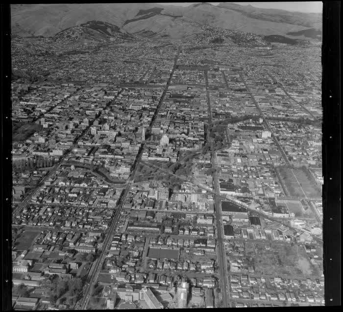 Christchurch, with Port Hills, 1964