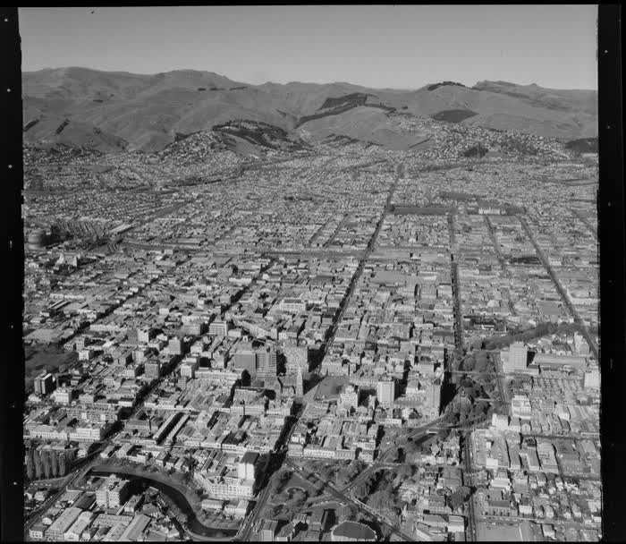 Christchurch, showing city centre, 1974