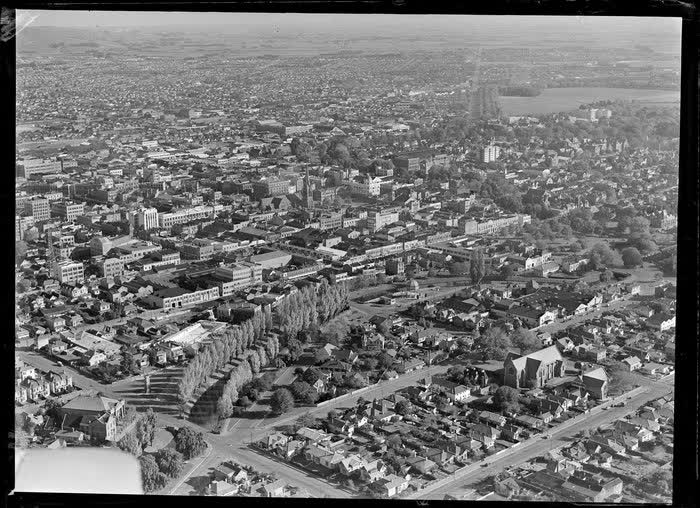 St Lukes Anglican Church and surrounding area, Christchurch, 1950