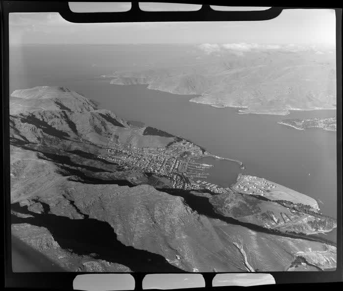 Lyttelton, harbour and Port Hills, Christchurch, 1950