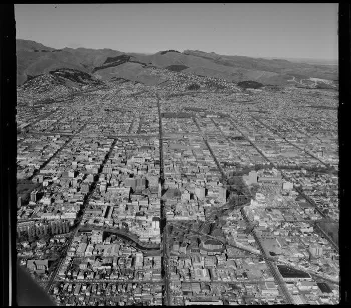 Christchurch, showing street layout and the Avon river, 1974