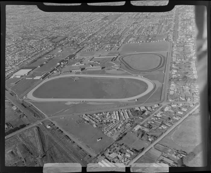 Addington, Christchurch, featuring Addington Raceway, 1955