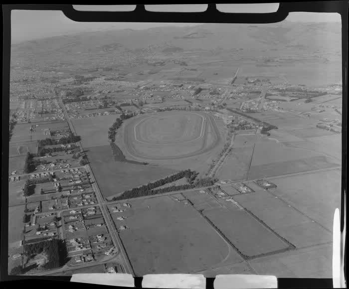 Riccarton, Christchurch, featuring Riccarton Raceway, 1955