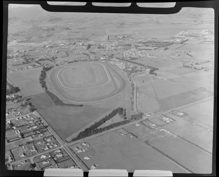 Riccarton, Christchurch, featuring Riccarton Raceway, 1955